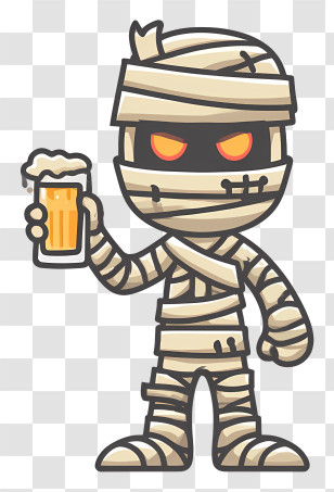 Mummy Voodoo Doll - Cartoon Mummy Holding A Drink Transparent PNG
