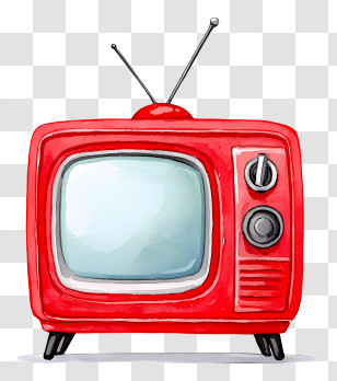 Retro Tv With Antenna - Red Retro TV With Antenna Transparent PNG