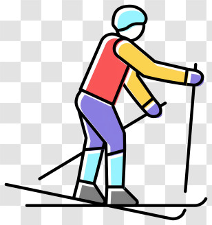 Skiing - Colorful Skier Illustration Transparent PNG
