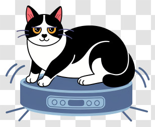 Cat Lying On Robot Vacuum Cleaner - Cat Riding Robot Vacuum Transparent PNG