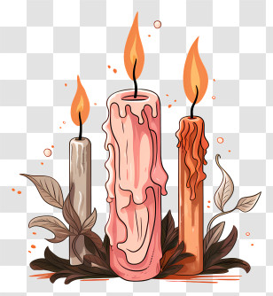 Candles - Textured Artistic Candles With Flames Illustration Transparent PNG