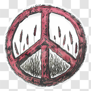 Peace Sign - Red Peace Symbol With Grass Illustration Transparent PNG