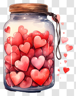 Mason Jar - Lovely Jar Filled With Red Hearts Transparent PNG