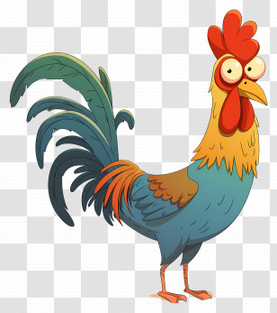 Cartoon Rooster - Vibrant Farm Rooster Illustration Transparent PNG
