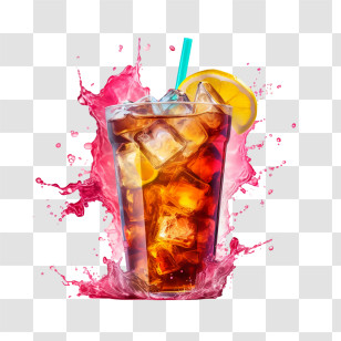 Ice Tea
 - Iced Tea Splash With Lemon And Straw Transparent PNG