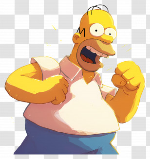 Homer Simpson - Excited Cartoon Man Illustration Transparent PNG