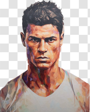 Cristiano Ronaldo - Serious Man Portrait Illustration Transparent PNG