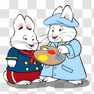 Max Ruby - Rabbits Painting Cartoon Illustration Transparent PNG
