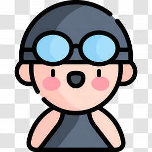 Swimmer - Swimmer Cartoon Icon With Goggles Transparent PNG