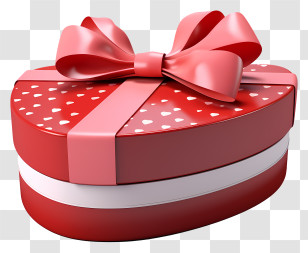 Gift Box - Red Heart Gift Box With Ribbon Transparent PNG