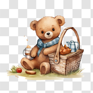 Teddy Bear
 - Teddy Bear Enjoying A Picnic Basket Outdoors Transparent PNG