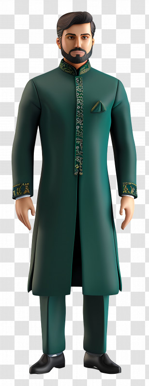 Formal Wear Pakistan - Man In Green Traditional Attire Transparent PNG
