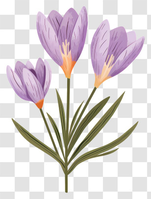 Purple Flowers - Illustrated Purple Crocus Flowers Transparent PNG