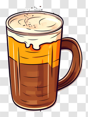 Brown Mug - Foamy Beer Mug Illustration Transparent PNG