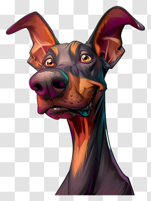 Cartoon Dog - Artistic Doberman Dog Illustration Transparent PNG
