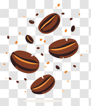 Flying Coffee Beans - Illustration Of Coffee Beans In Motion Transparent PNG