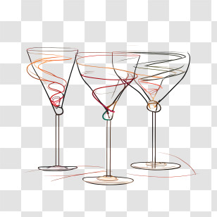 Champagne Glass - Minimalist Wine Glasses Line Art Illustration Transparent PNG