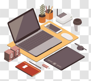 Laptop - Organized Desktop Workstation Illustration Transparent PNG