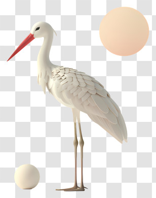 White Stork - Elegant White Stork Illustration With Minimalist Elements Transparent PNG