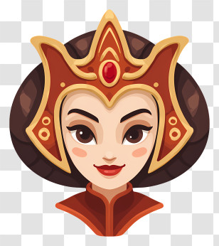 Queen Amidala - Regal Queen Character Head Transparent PNG
