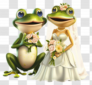 Animal - Cartoon Frogs In Wedding Attire Transparent PNG