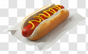 Hot Dog - Hotdog With Mustard On Wrapper Transparent PNG