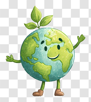 Save The Planet - Earth Cartoon Illustration For Earth Day Transparent PNG