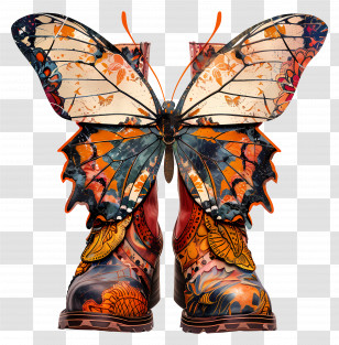 Butterfly - Decorative Boots With Butterfly Wings Transparent PNG
