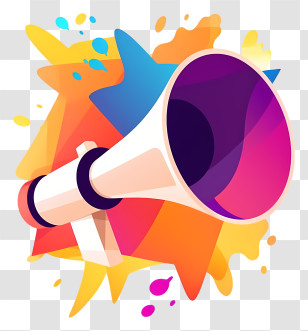 Megaphone - Vivid Megaphone With Colorful Artwork Transparent PNG