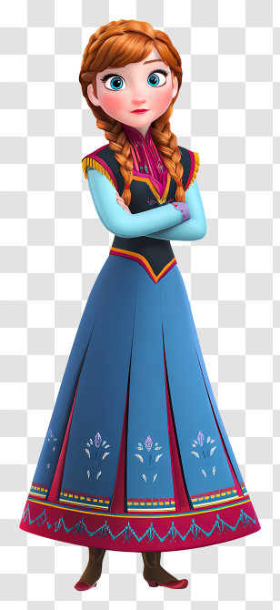 Frozen Anna - Animated Girl In Floral Dress Transparent PNG
