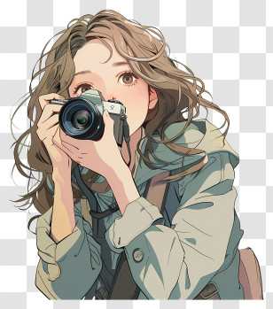 Taking Photos - Illustration Of Girl Holding Camera In Casual Pose Transparent PNG