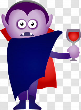 Vampire - Funny Purple Vampire Cartoon Design Transparent PNG