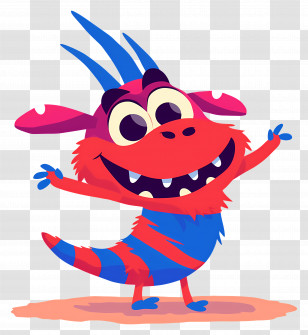 Red Monster - Colorful Happy Monster Transparent PNG