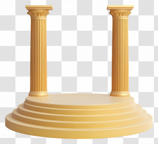 3d Podium - Golden Classical Pillars Transparent PNG