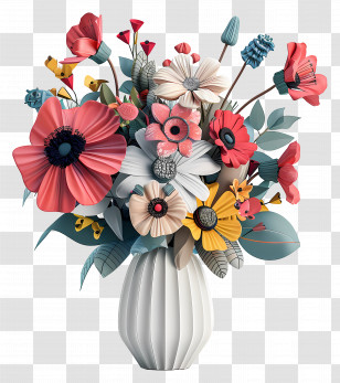 Flowers In Vase - Beautiful Flower Bouquet In Vase Transparent PNG
