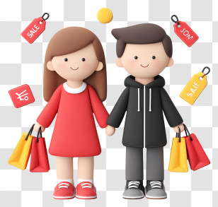 Couple Holding Shopping Bags - Cute Shopping Couple With Bags Transparent PNG