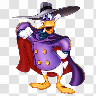 Darkwing Duck - Cartoon Duck In Purple Costume Showing A Pose Transparent PNG