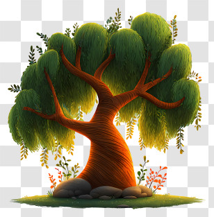 Animated Tree - Whimsical Tree With Lush Leaves Transparent PNG