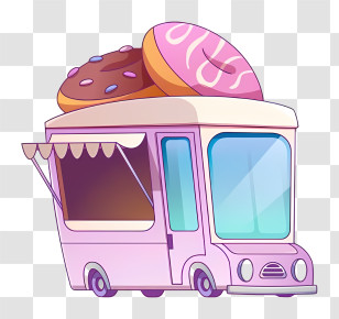 Food Truck - Pink Donut Food Truck Transparent PNG