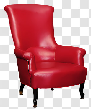 Sofa - Elegant Red Leather Armchair Design Transparent PNG