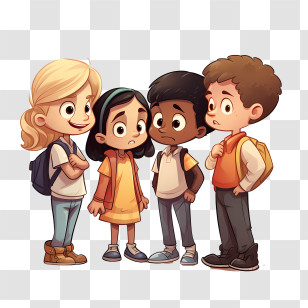 Stop Bullying Day - Cartoon Children With Backpacks Transparent PNG