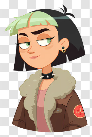 Courtney - Green-Banged Punk Girl Portrait Transparent PNG
