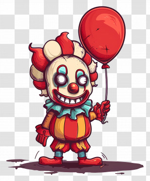 Scary Clown - Creepy Cartoon Clown With Balloon Transparent PNG