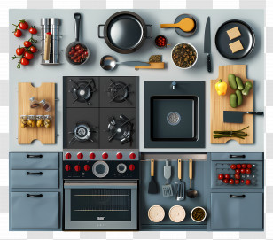 Kitchen Top View - Modern Kitchen Setup Design Transparent PNG