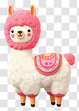 Kawaii Alpaca - Cute Pink Fluffy Alpaca Illustration Transparent PNG