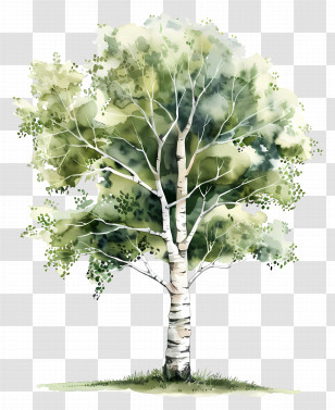 Birch Tree - Watercolor Birch Tree Illustration Transparent PNG