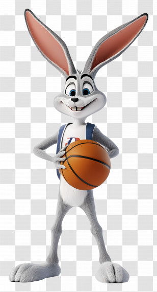 Bugs Bunny - Gray Rabbit Playing Basketball Transparent PNG