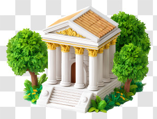 Ancient Greece Tample - Classical Building With Columns Transparent PNG
