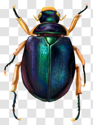 Egypt - Realistic Beetle Illustration With Reflective Colors Transparent PNG
