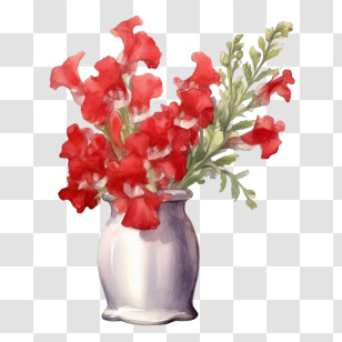 Snapdragon
 - Red Flowers In White Vase Illustration Transparent PNG